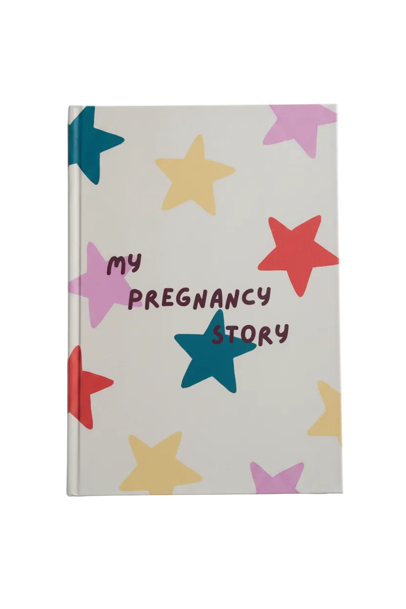 voorkant productfoto my pregnancy story met gezellige sterrenprint. 